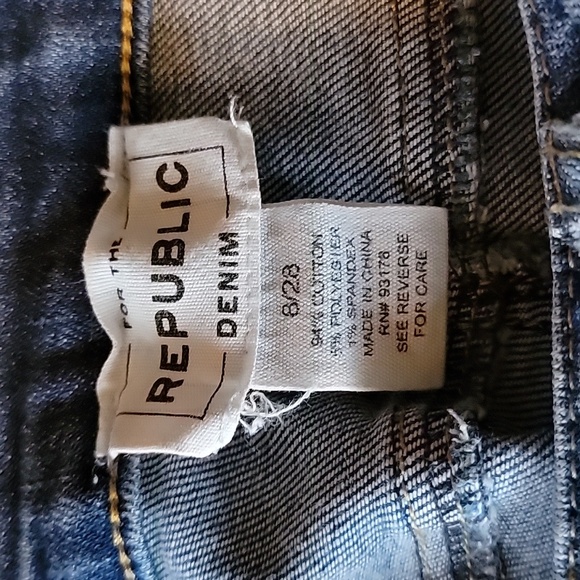 For the Republic Denim Skinny Jeans w/Embroidered Yellow Stars size 8/28 - Picture 10 of 13